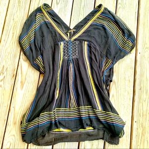 Free People Boho Sheer Peasant Tunic Top Sz L